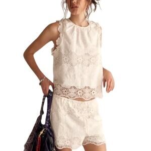 Free People Embroidered Beige Ashtin Two Piece Set Size S / P